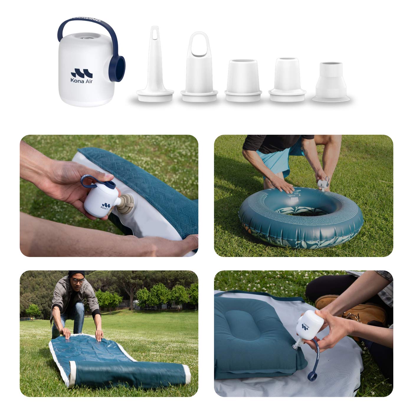 best mini air mattress pumps for backpacking Kona Air Mini Mattress Pump With Camping Lamp White