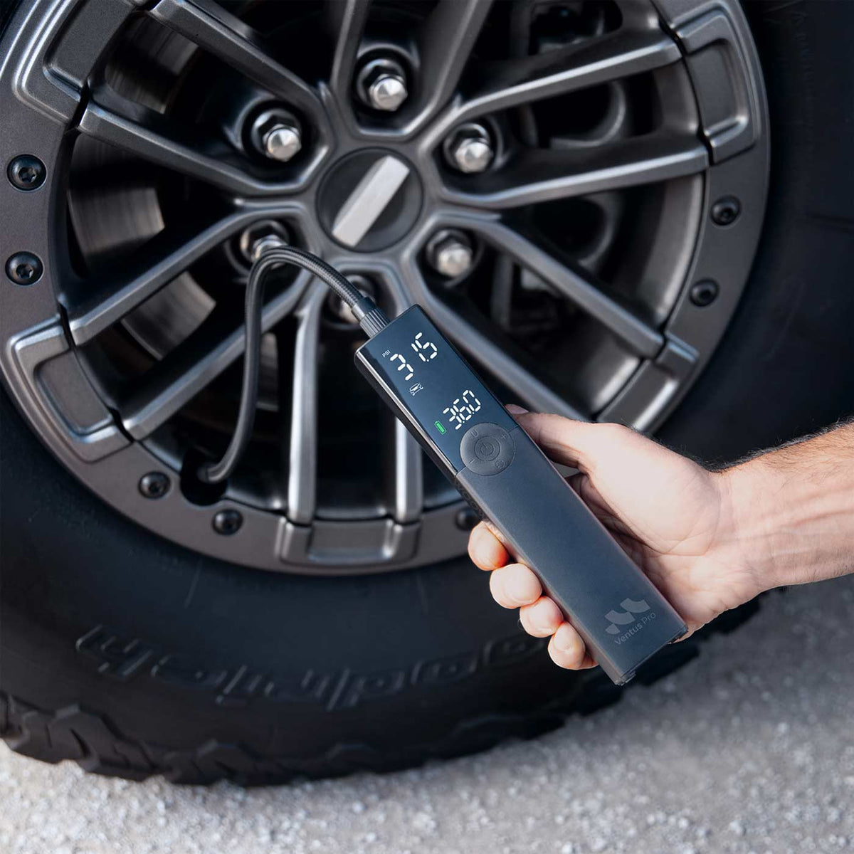 Ventus Pro inflating a car tire