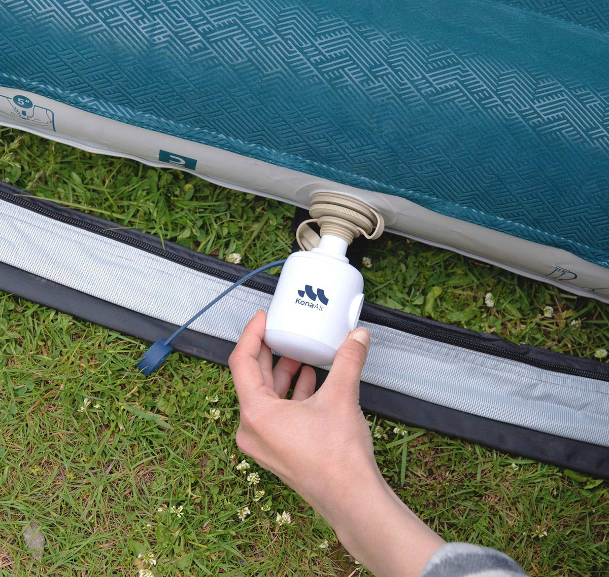 Kona Air connected to an outdoor inflatable